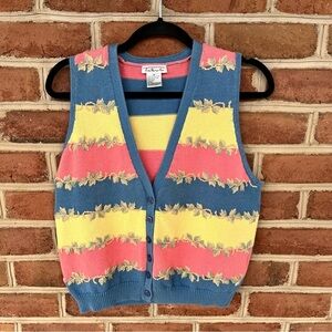Vintage 90s Talbots Multicolor Striped Vest